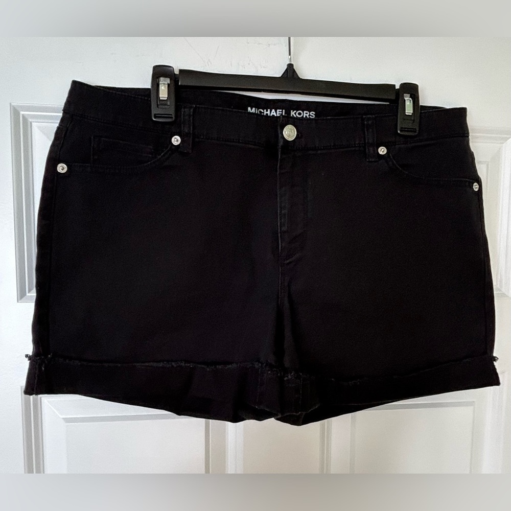 Michael Kors Black Rolled-Hem Denim Shorts